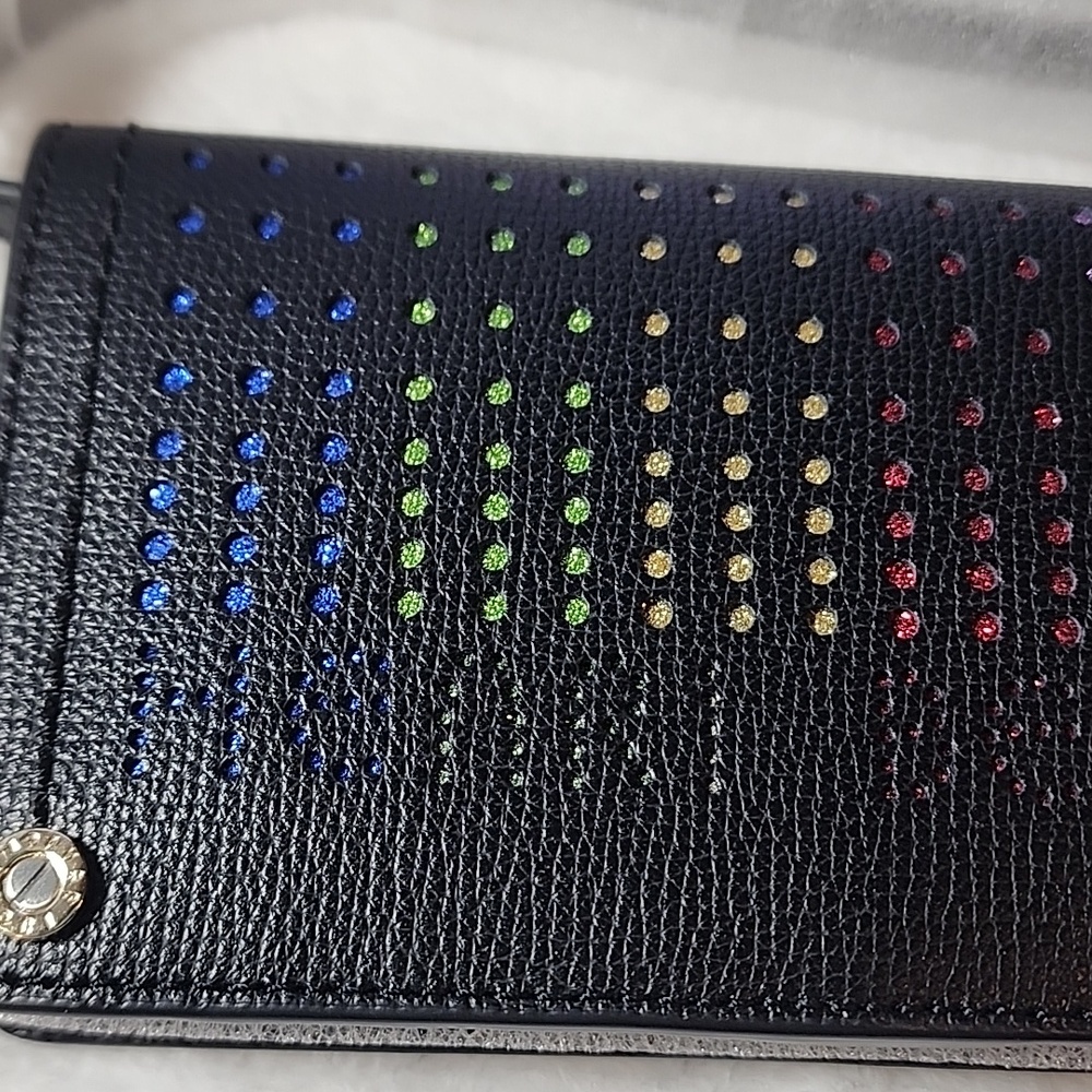 Henri Bendel Crossbody Shoulder Bag Rainbow Design Black Leather NWOT - Picture 6 of 12